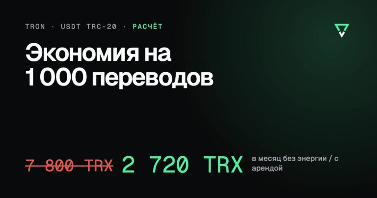 Энергия TRON как статья расходов: считаем экономию на 1 000 переводов